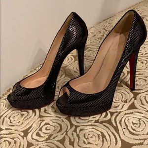 Christian Louboutin Suede Metal Imprint Heel